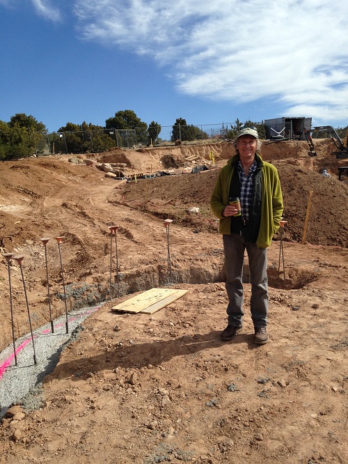 Gary Smith on construction site of Ojos y Manos in early April 2016.